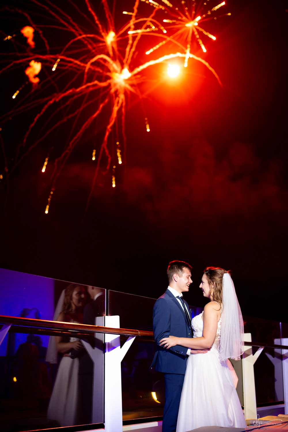firework wedding portraits on disney cruise
