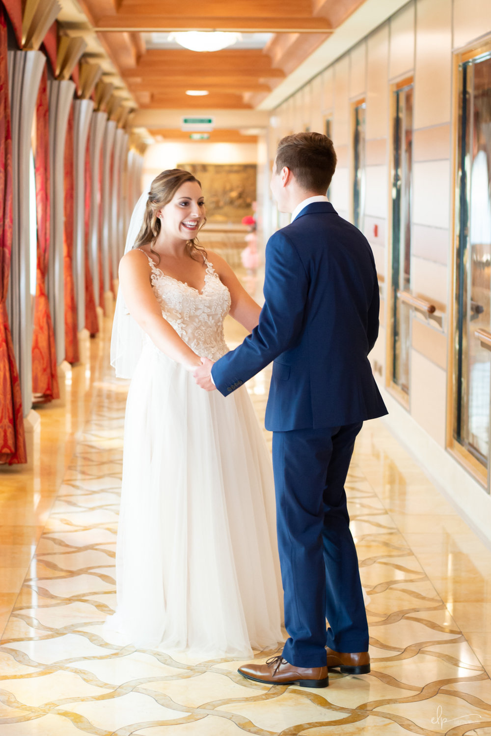 First look wedding photographs on disney cruise line
