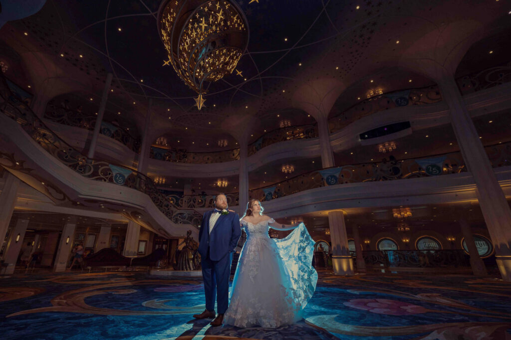 Couple making preparations for their Disney Cruise Line wedding