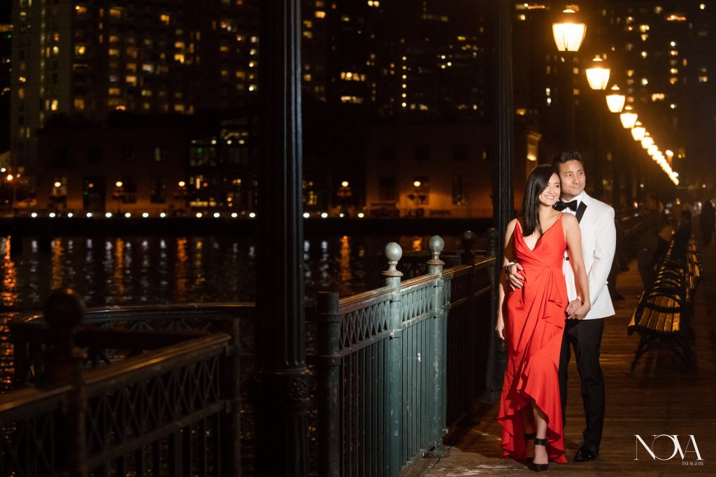 Nighttime engagement session in Downtown San Francisco.