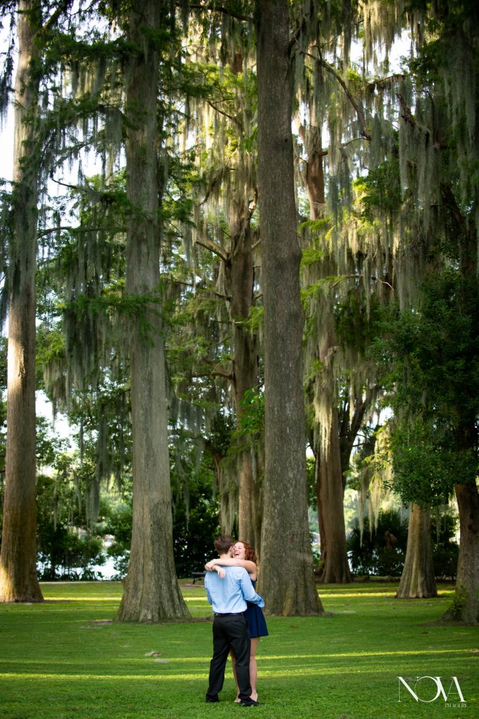 Couple embracing each other during their engagement session at Kraft Azalea