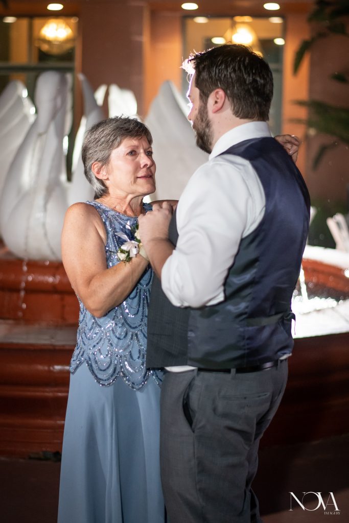 Mother son dance during wedding reception at WDW Swan and Dolphin.