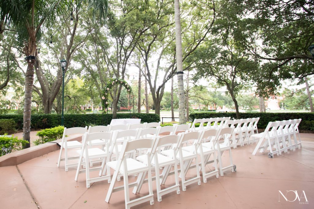 Wedding ceremony area at WDW Swan and Dolphin.