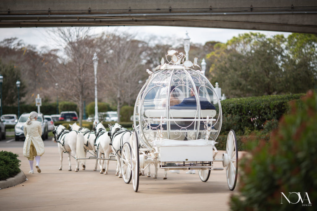 Photography of grand exit outside of disney's wedding pavilion