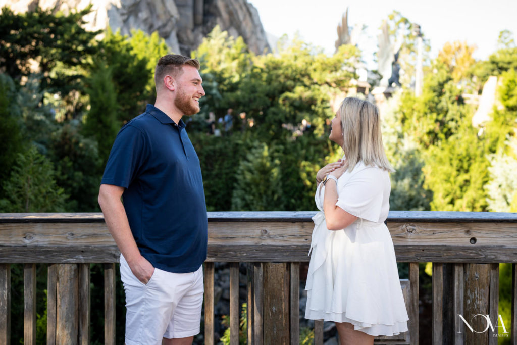 Couple getting engaged at Hogwarts Castle