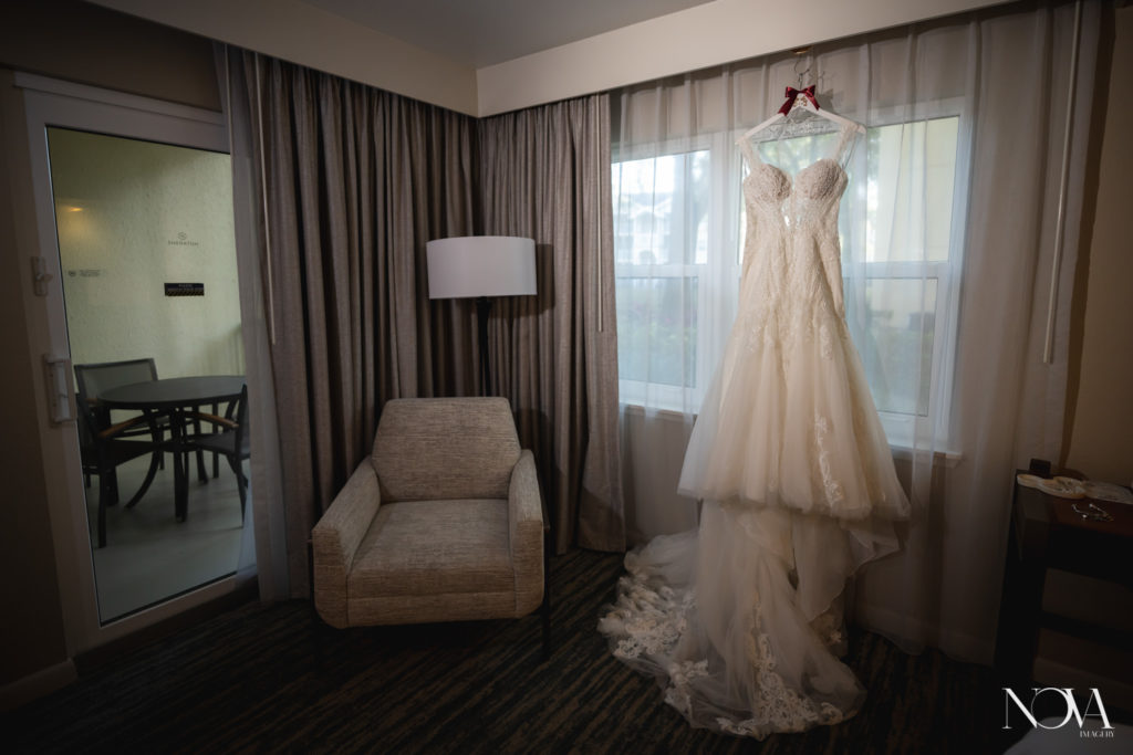 Photography of Bride's dress for wedding at Disney's pavilion