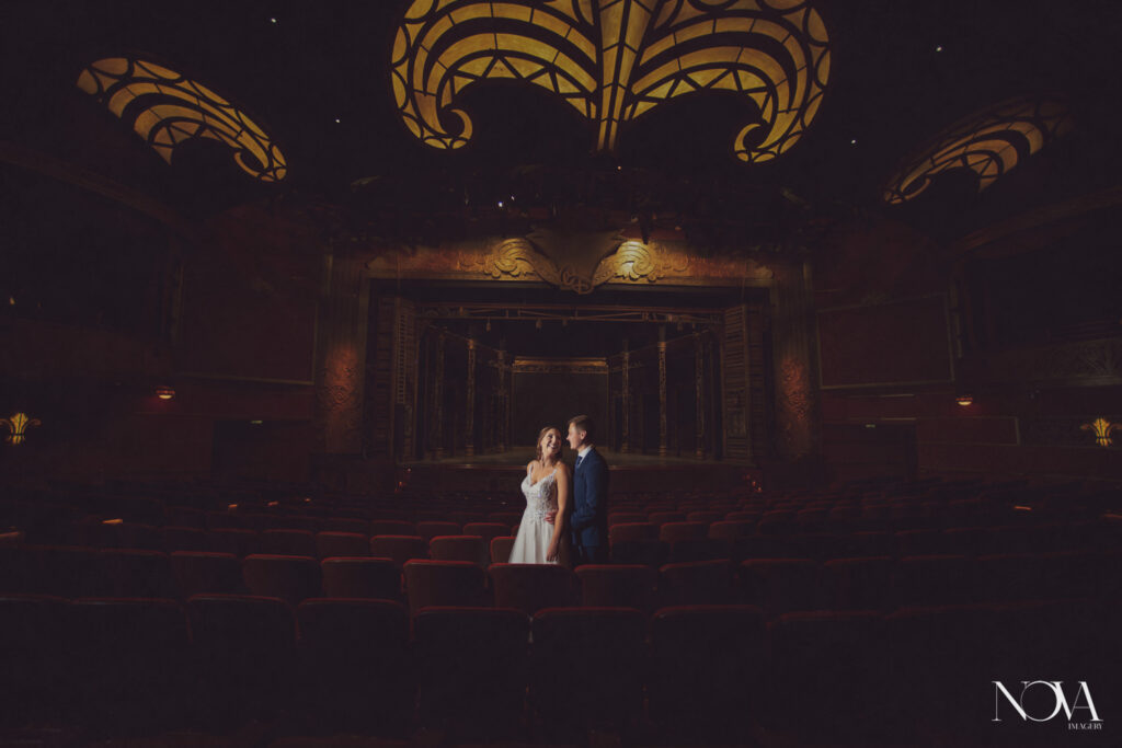 Disney Cruise Line wedding photographers capturing bride and groom portraits around the ship.