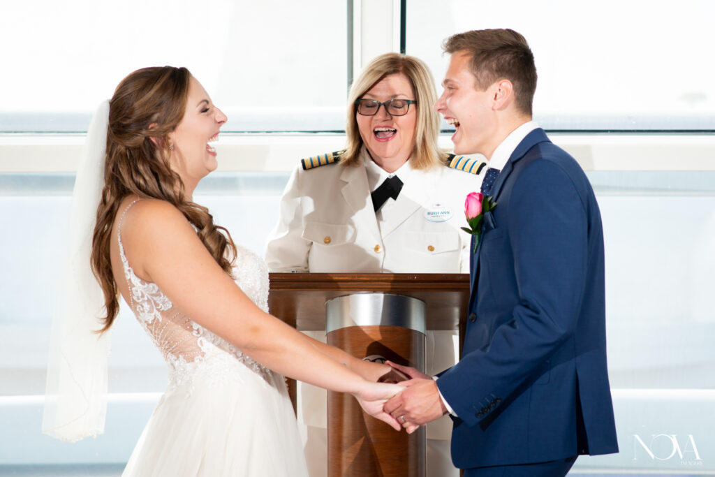 DCL wedding photography of ceremony in the Outlook Lounge.