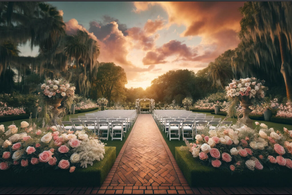 Photo of ceremony area at Harry P. Leu Gardens, an Orlando wedding venue.