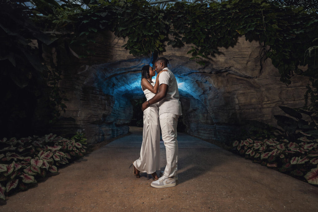 Elegant indoor garden at Gaylord Palms, a luxurious Orlando engagement photo location.
